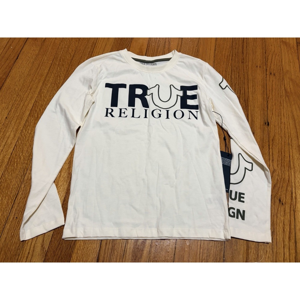 True Religion T-Shirt M Turquoise Long Sleeve Casual Graphic Logo